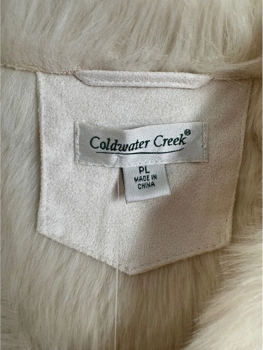 Coldwater Creek Petite Faux Suede Fur Jacket PL Cream